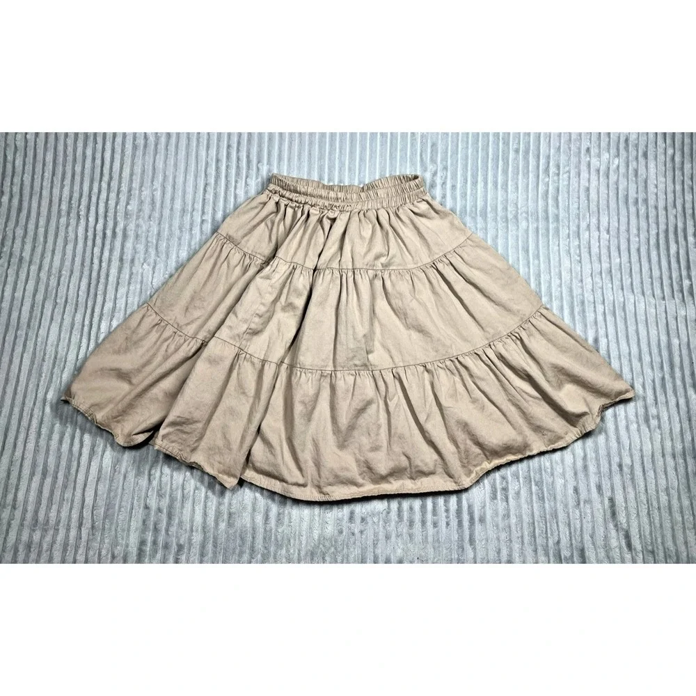 Vintage On The Verge Tiered Skirt Women's S Elastic Waist Beige Western‎ *Flaws